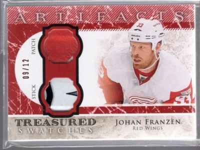 2012-13 Artifacts Treasured Swatches Patches Sticks Red #TSJF Johan Franzen 9/12 - Image 1 of 2