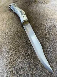 VINTAGE Bowie Knife- High Carbon Steel Mountain Man Stag HKW CUSTOM - Picture 1 of 7