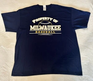 Milwaukee Brewers Men's Baseball T-Shirt- XL- Navy Blue- NEW - Picture 1 of 6