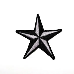 Grey Nautical Star patch Artwork Symbol Emblem for DIY Iron on Clothes Jacket - Picture 1 of 10