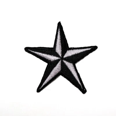Grey Nautical Star patch Artwork Symbol Emblem for DIY Iron on Clothes Jacket - Image 1 of 4
