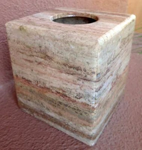 TRAVERTINE CUBE STONE TISSUE COVER cream peach tones - Picture 1 of 9