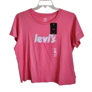 Levi’s Pink Graphic Logo T-Shirt Plus Size 1X NWT Short Sleeve Cotton Tee - Picture 1 of 8