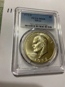1972-s Eisenhower silver dollar coin $1 PCGS MS68 Silver !!!NICE COIN!!! - Picture 1 of 2