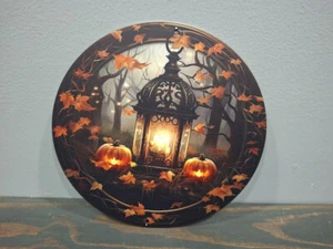 Fall Lantern 8 x 8 Round Metal Sign - Picture 1 of 5