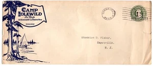 ORIG c1920's 1 CENT FRANKLIN EMBOSSED COVER REVALUED TO 1-1/2 CAMP IDLEWILD MASS - Picture 1 of 3