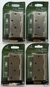 Door Hinges       4 Pair        4"  Satin Nickel Finish        Stanley #S808-469 - Picture 1 of 3