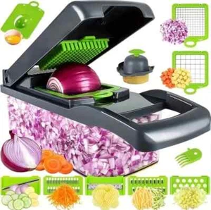 Vegetable Chopper Dicer Slicer 14-in-1 Salad Fruits Mandolin Foods Cutter Peeler - Picture 1 of 10