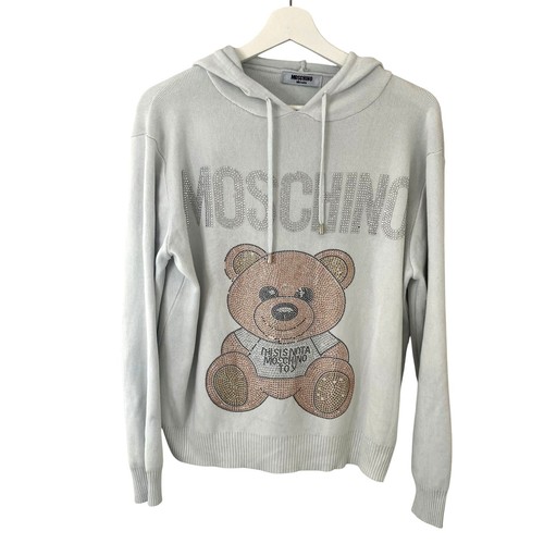 Felpa con cappuccio Moschino Milano taglia M L strass casual designer tempo libero