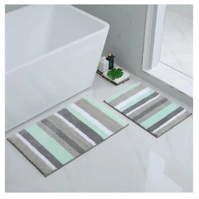 Badematten Set Mikrofaser rutschfest 2-teilig Badteppich Wasserabsorbierend - Bild 1 von 4