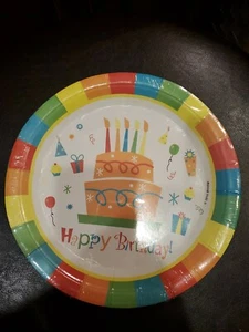 Happy Birthday Party Plates 9 Inch Pack Of 8 - Picture 1 of 4