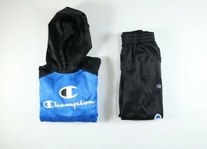 Boys Champion Black Blue Hoodie Track Pants Athletic Set 2 pc - Picture 1 of 3