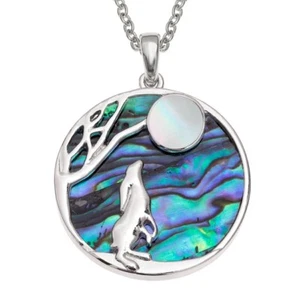 Moon Gazing Hare Pendant Necklace Paua Shell & Mother of Pearl by Tide. Boxed. - Picture 1 of 3