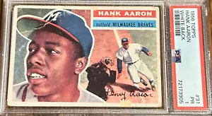 1956 Topps #31 Hank Aaron PSA 1 Graded Baseball Card White Back Milwaukee Braves - Picture 1 of 2