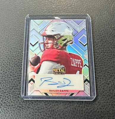 2022 Leaf Metal Draft Bailey Zappe Rookie Silver Auto 29/40 - Image 1 of 2