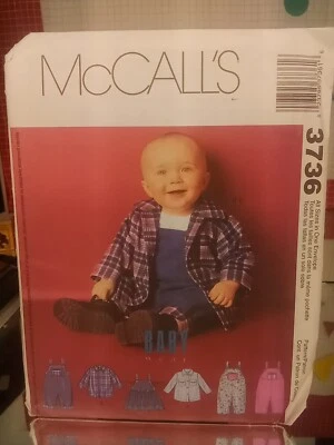 McCalls 3736 Infants Shirts Jumper Overalls Sewing Pattern All Sizes Uncut - Image 1 of 4