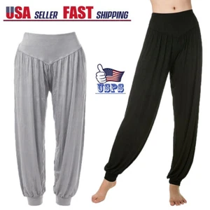 Ladies Stretch High Waist Leggings Casual Full Length Solid Color Yoga Pants USA - Picture 1 of 24