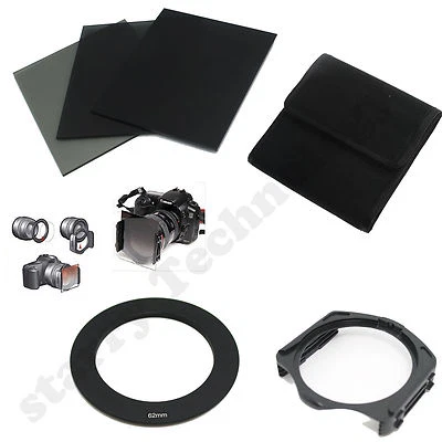 FULL ND2 4 8 filter+ Pouch Case+ 62mm Adapter Ring+Holder for Cokin P Series - Image 1 of 4
