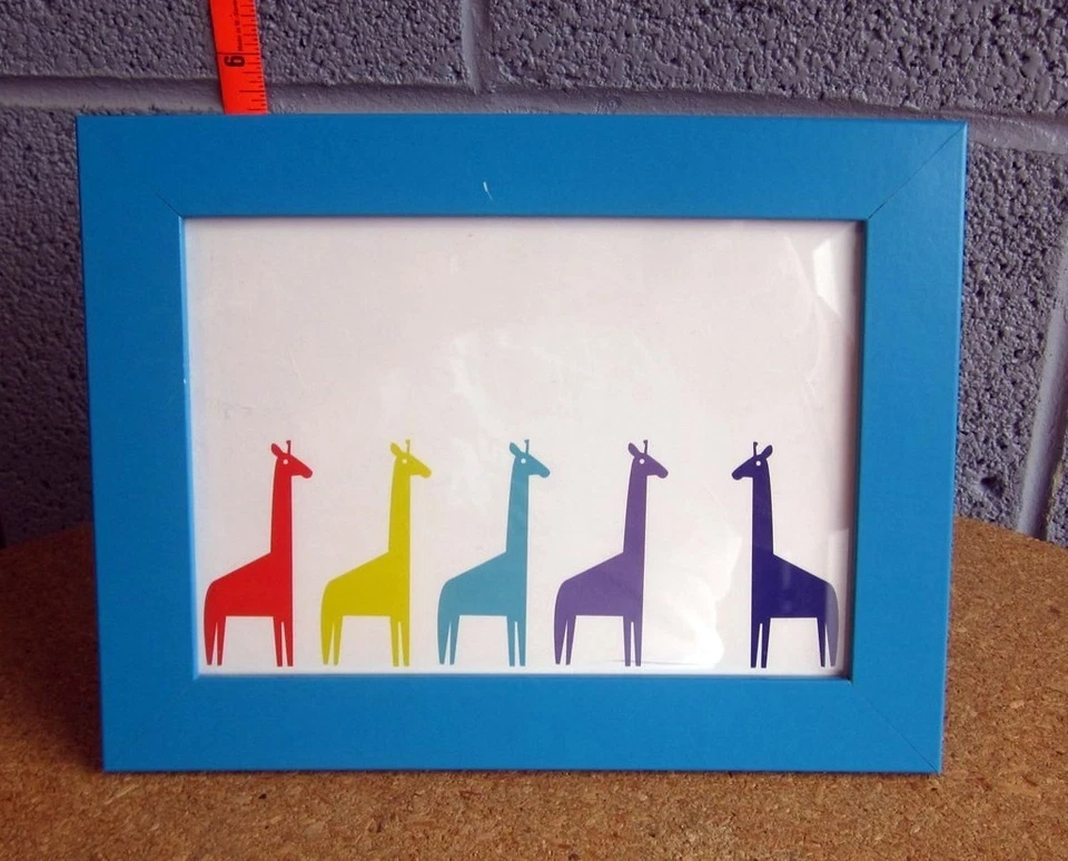 DAYGLO GIRAFFE multi-color rainbow pride print w/ frame Minimalism baby's room Foto 1 de 1