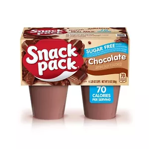 Snack Pack Sugar-Free Chocolate Pudding Cups, 4 Count, 12 Pack 48 CUP TOTAL - Picture 1 of 6