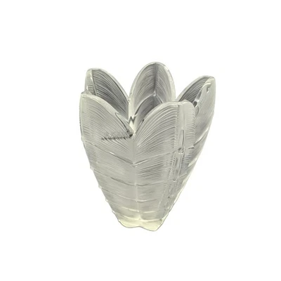 Signed Lalique Papillon Butterfly Vase Frosted Crystal Feuilles Leaf Designer - Image 1 of 4