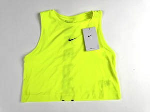 Nike Pro Dri-FIT Big Kids Training Tank Top Volt Yellow High Neck Cropped M NWT - Picture 1 of 4