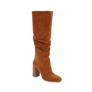 Womens Knee High Boots Chunky High Heel Square Toe Side Zipper Wide Calf Boot - Picture 1 of 7