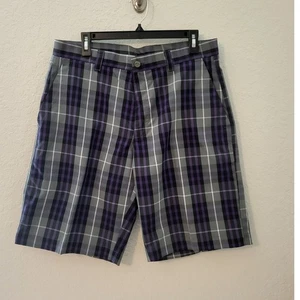Callaway Golf Purple Plaid Performance Golf Shorts size 34 - 11" Inseam Preppy - Picture 1 of 4