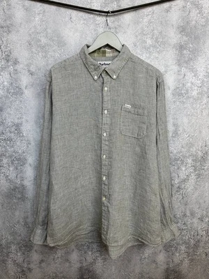 Barbour 100% Linen Tailored Fit Button-Down Shirt Classic Check Men's Size XL - Image 1 of 4