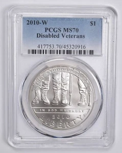 MS70 2010-W Disabled Veterans Commemorative Dollar PCGS Blue Label *6817 - Picture 1 of 5