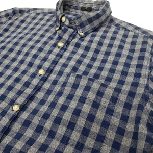 J. Crew Jaspe Cotton Shirt Blue Gray Gingham Slim Fit Long Sleeve Mens M A9329  - Picture 1 of 10