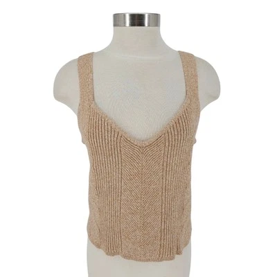 Express Sweater Cami Tank Top Tan Sleeveless V Neck Knit Shirt NWT Womens XL - Image 1 of 4