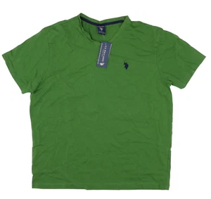 U.S.POLO ASSN. L9460 Herren T-Shirt Waldgrün Kurzarm V-Ausschnitt Größe M - Bild 1 von 4