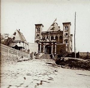 Madagascar Tananarive Palais de la Reine c1910 Photo Plaque Stereo Vintage - Picture 1 of 2