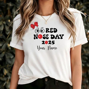 Camiseta Personalizada, 2025 Red Nariz Día Niños Cómic Camiseta, Red Nose Bow - Imagen 1 de 4
