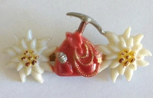 PIN VINTAGE 40's Broche AUSTRIA CELLULOID/ EARLY PLASTIC EDELWEISS FLOWER - Imagen 1 de 5