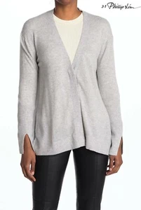 CARDIGAN 3.1 PHILLIP LIM NUOVO CON ETICHETTE $450 ESCLUSIVO CASHMERE GRIGIO CHIARO. TAGLIA S - Foto 1 di 12
