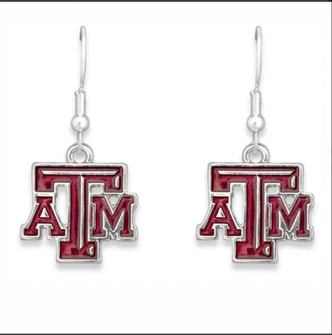 40032 Texas A&M Iridescent Logo Silver Tone Earrings Cover