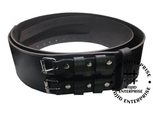 Kilt Double Buckle Belt, Traditional Scottish Belt 3' Width Extra Storage Straps - Picture 1 of 5