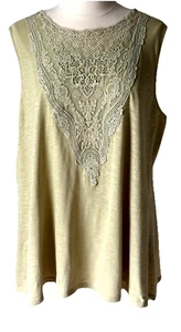 LOGO by Lori Goldstein XL Sleeveless Top Tunic Crocheted Insert on Mesh Flaw - Picture 1 of 13
