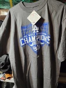 Los Angeles DODGERS 2009 NLDS T-Shirt -majestic Gray -New With Tag  - Picture 1 of 3