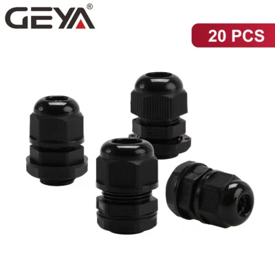 GEYA 20PCS Cable Glands IP68 Nylon Waterproof 3-10mm Dia. with Lock-Nut & Gasket - Image 1 of 4