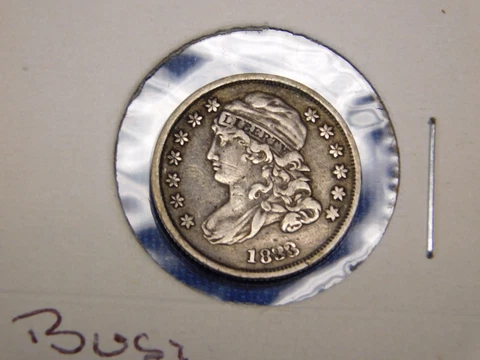 1833-P Capped Bust Silver Half Dime H10C 5C VERY FINE (VF) Cover