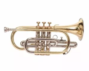 Bb CORNET NICKEL BRASS FINISH FREE HARD CASE+MOUTHIPIECE+FAST SHIP - Picture 1 of 5