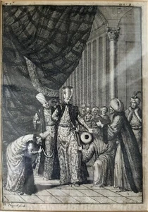William Hogarth Original Etching Art Enthronement of Ahmed III British Artist - Picture 1 of 6