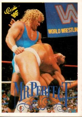 Tarjeta coleccionable clásica de lucha libre Mr Perfect Curt Hennig WWF #74 WWE fecha perdida Foto 1 de 3