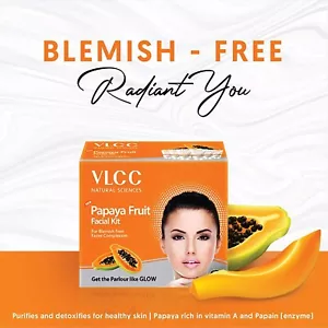 VLCC Papaya Fruit Facial Kit For All Skin Types 60g removing blemish and pigment - Picture 1 of 11