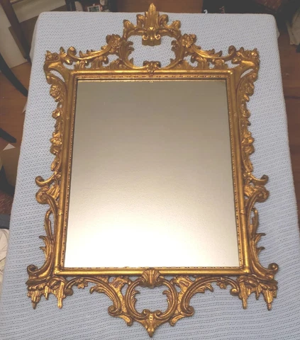 Friedman Brothers Chippendale Style Gold Gilt Mirror Looking Glass 47" x 30" Cover