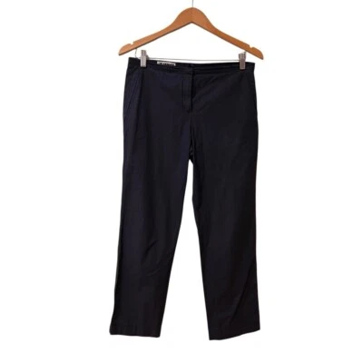 Calça Jil Sander feminina perna fina tamanho 38 EUA 6 azul marinho mistura de algodão transportadora - Imagem 1 de 4