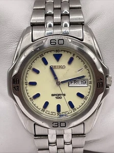 Seiko Sports 100 Llumi Dial Watch. 40mm Case. 18mm Band Width. For Parts/Repair. - Picture 1 of 9